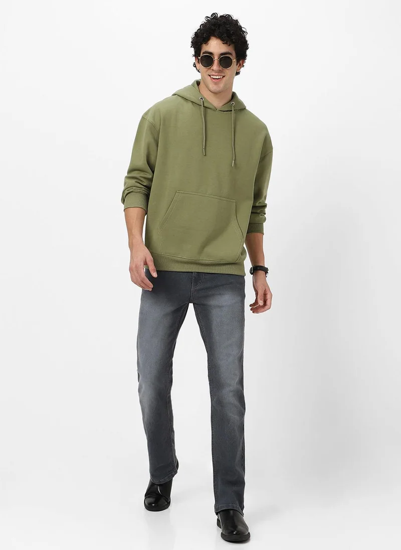 Urbano Fashion  Urbano Fashion Men's Potent Olive Cotton Solid Oversized Hooded Neck Sweatshirt for Men | Best Price UAE